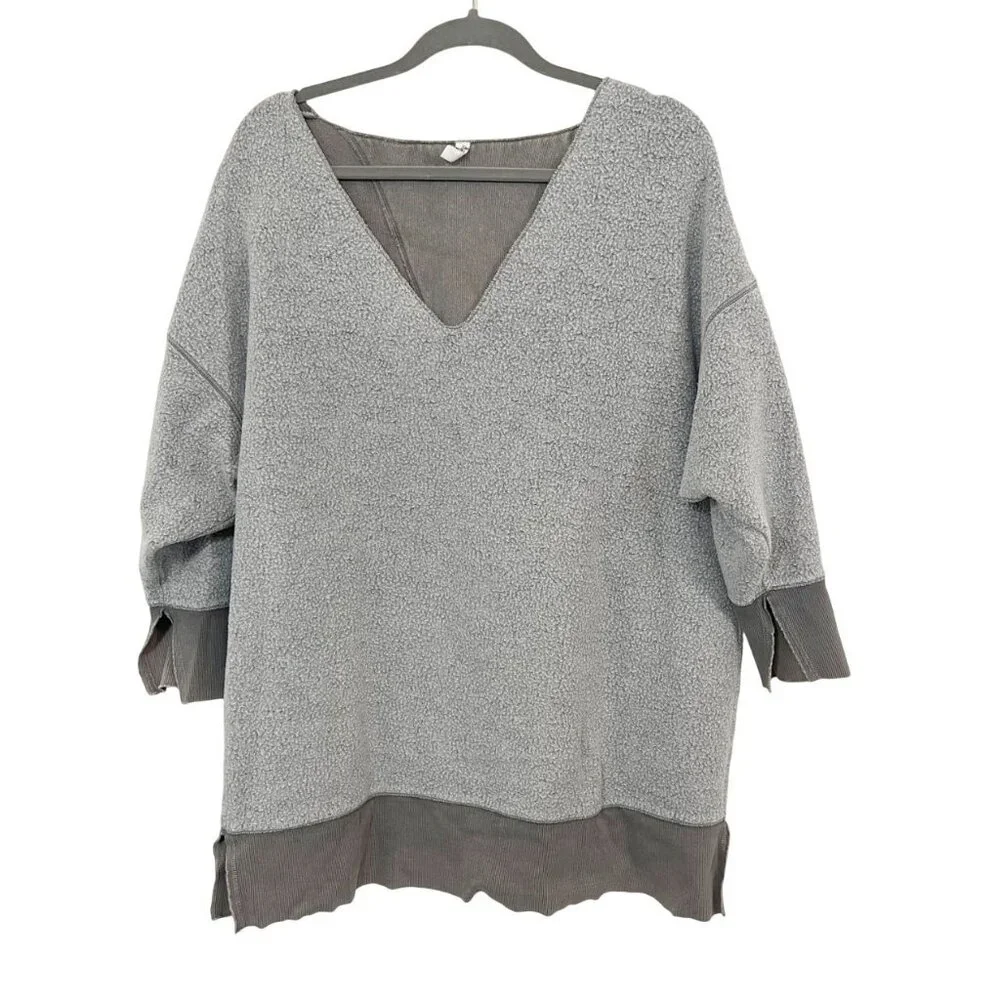 Intimately‎ Free People Gray Inside Out V-Neck Pullover Sweater - Size XS